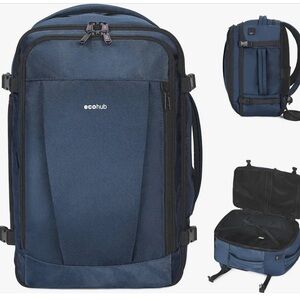 ECOHUB 30L Travel Backpack with Usb Charging Port, Navy, NWT & box